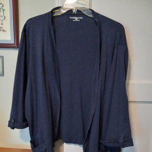 Croft & Barrow ¾ Sleeve Navy Blue Cotton Jacket Open Cardigan 3X Pockets